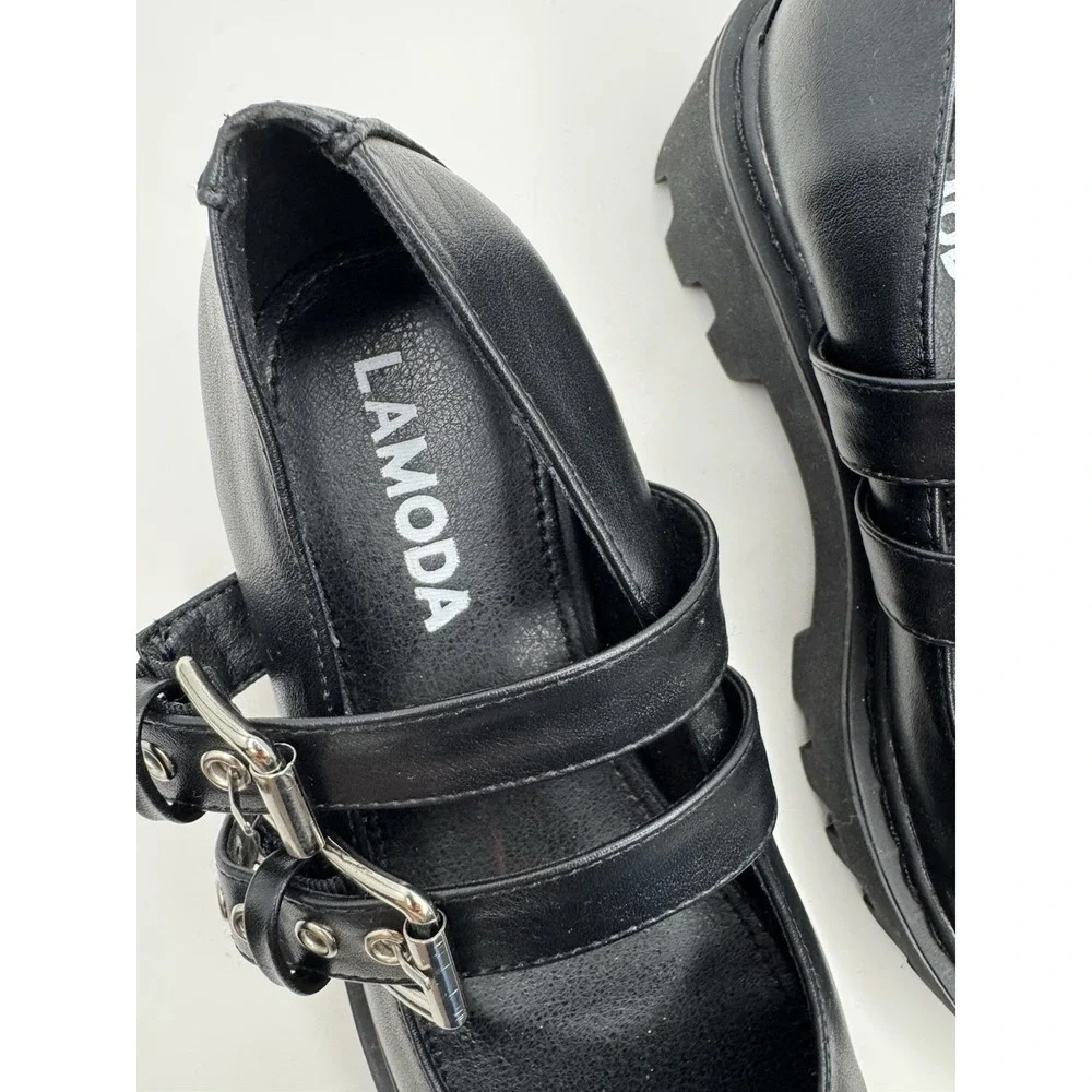 LaModa Dolls Kills Black chunky platform mary‎ janes size 7